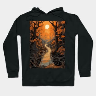 Highly Detailed Illustration of a Glowing Forest Path at Sunset Hoodie